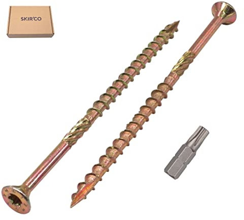 SKIR'CO Lot de 120 vis à bois universelles en acier zingué Tête fraisée Torx Type 17 Vis à panneaux d'aggloméré 6,0 x 120 mm Jaune