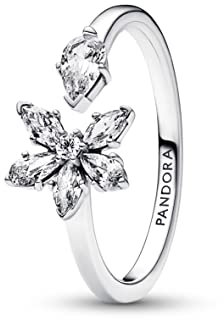 PANDORA Timeless Funkelndes Herbarium Cluster Offener Ring aus Sterling Silber mit Cubic Zirkonia Timeless Collection, Größe 58, 192611C01-58