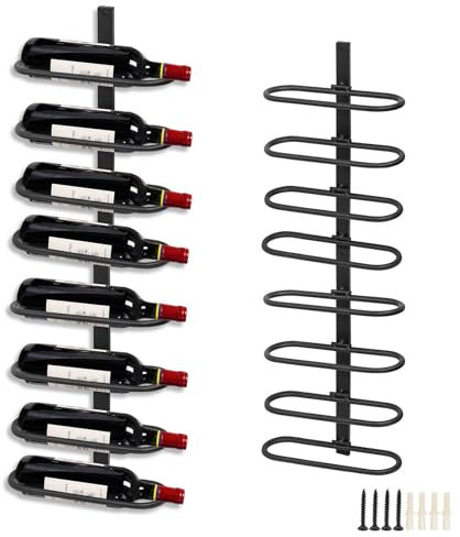 KHayRovies Weinregal Wand Metall, Weinflaschenhalter zur Wandmontage, Weinhalter für 8 Flaschen, Flaschenregal Flaschenhalter Hängeregal Flaschenständer Weinflaschenregal für Wein (A)