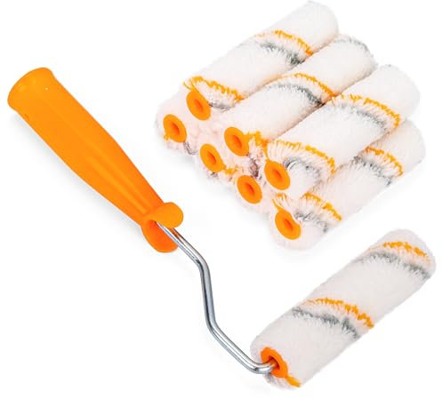 Belle Vous 9-teiliges Farbroller Wandfarbe Set - Malerrolle Profi mit 8 Mikrofaser-Bezügen - Sauberes Finish Maler Set Streichen Wohnung, Wände, Decken & Flache Oberflächen - Malen & Renovieren
