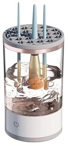Makeup Brush Cleaner Machine, Electric Makeup Brushes Cleaner Set, Make Up Brushes Cleaner Cosmetic Machine Cosmetic Make Up Brush Cleaner Tool Set for Most Size Brushes for Women Mom Wife (White)