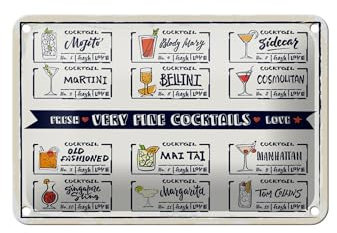 Femer Blechschild Alkohol Fresh Cocktails Mojito Maragrita 18x12cm Schild