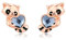 Roter Panda Ohrstecker 925 Sterling Silber niedliche Tier roter Panda Ohrringe blau Herz Kristall Tier Schmuck Geschenke für Damen Mädchen Kinder