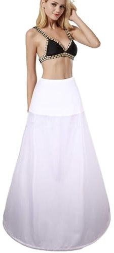 Damen Reifrock Brautkleid Lang A-Linie Petticoat, 1 Ringe Hochzeitskleider Unterrock, Rockabilly Barock Kleid Unterröcke Krinoline fur Hochzeit Karneval Halloween Partei Abschlussball(Weiß,44)