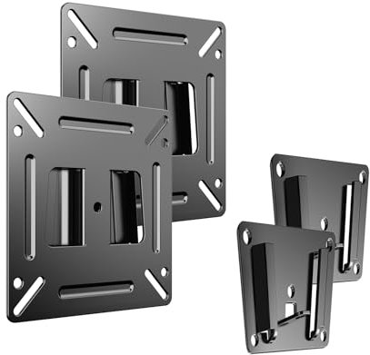 GLWIXY Monitor Wall Mount for Most 14-24 Inch LED LCD OLED Flat Screen TV and Monitors, Max VESA 100x100mm and Weight Capacity Up to 30lbs for Camper Boat RV Small Monitor Mount Bracket 2pc Black
