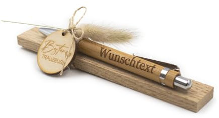 VmG-Store Holz Kugelschreiber als Geschenkidee zum Muttertag Mama Vatertag Geburtstag Papa Oma und Opa Arbeitskollege Freundin Freund (Mit Wunschname, 20 Bester Trauzeuge)