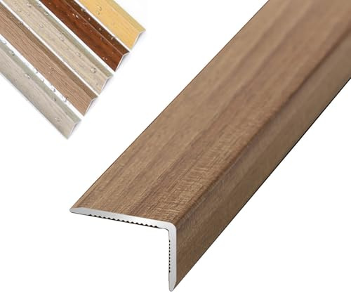 3 Cm L-förmige Stufenkantenprofil, 90cm Treppen Kantenschutz Holzmaserung, Eckenschutz Treppenkantenprofil, Aus Metall Für Holz/Vinyl/Fliesen Treppen Schneidbar(Export Light Wood,W3CM)