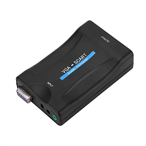 Cryfokt VGA-auf-Scart-Video-Audio-Konverter-Adapter, USB, Leicht, Tragbar, Unterstützt Vollbild-Underscan-Anzeigemodi für Verschiedene TV-Systeme