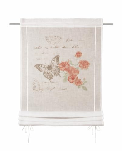 Bändchenraffrollo rosa Blume Schmetterling Gardine Raffrollo BxH 60x120cm