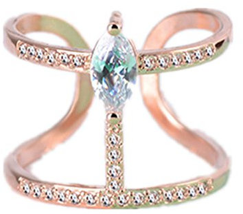 Boowohl Damen-Ring Freundschaftsringe Partnerringe Hochzeitringe Ehering 925 Sterling Silber Diamant Hypoallergen Ringe Doppel-Ring Fingerring Eröffnungringe aus 925 Sterling Silber (Rosegold)