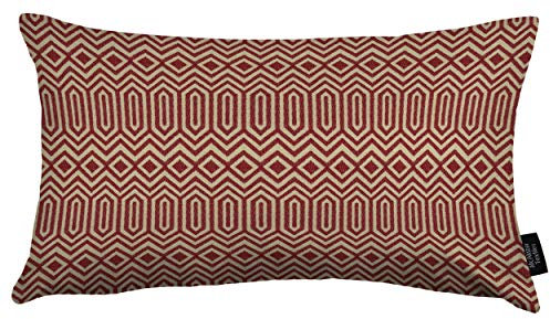 McAlister Textiles Colorado | Kissen mit Füllung in Rot | 30 x 50 cm | Gewobenes geometrisches Jaquard Muster | Ethno-Design Deko Kissen gefüllt für Sofa, Couch