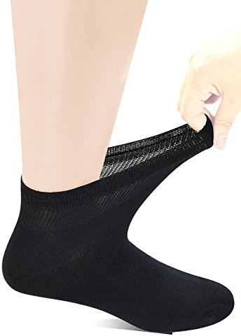 Yomandamor Mens Bamboo Seamless Diabetic Socks Soft Top Ankle Socks,6 Pairs Size 6-11 UK