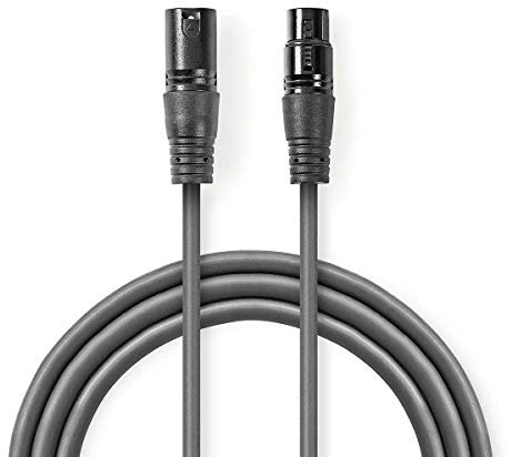 NEDIS Câble DMX numérique 110 Ohms OS XLR 3 broches mâle 0,5 Gris