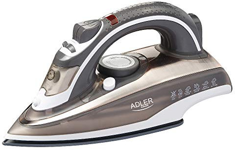 ADLER AD5030 Ferro a Vapore, 3000 W, Piastra Ceramica, Autopulente, Anticalcare, 0.31 Litri