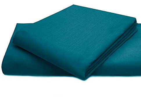 AmigoZone Cotton Percale Easy Care Polycotton Flat Sheet (Teal, King)