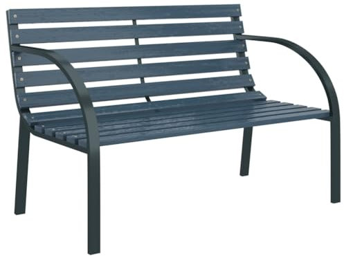 vidaXL Holz Gartenbank Parkbank Sitzbank Gartenmöbel Holzbank Terrassenbank Balkonbank Bank Garten Balkon Terrasse 120cm Grau Stahlrahmen
