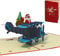 LIN17660, Pop Up 3D Karte Weihnachten, Grußkarten Weihnachten, Weihnachtskarten, Weihnachtsmann im Flugzeug, N455