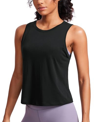 CRZ YOGA Damen Pima Baumwolle Ärmelloses Locker Tank Tops Übung Gym Yoga Tops Athletische Shirts Schwarz 38