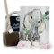 Hairyworm Personalised Mug and Belgian Milk Chocolate/Hot Chocolate Stirrer Marshmallow Gift Set, Custom Name (11oz) White, Yellow, Blue, Black, Pink Mug with Elephant Blue Berry Design