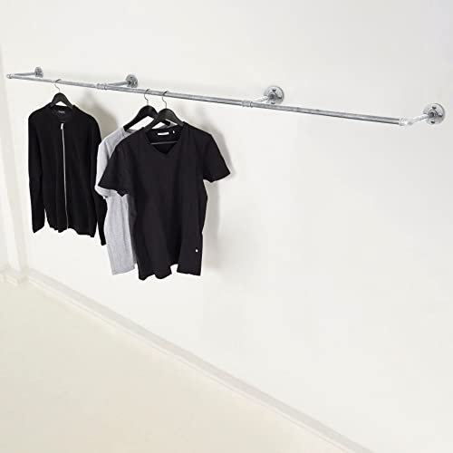 various - steel interior design Kleiderstange Wandmontage chrome Garderobenstange div. Größen z.B. 275 x 28 cm Jackenhalter Wand Metallstange Made in Germany Teleskop U-Form, Silber / Verzinkt