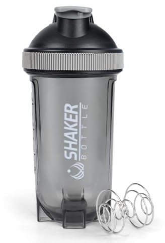 VECH Protein Shaker Bottle, 16oz Clear Shaker Cup, GYM Shake Bottle for Shakes with Protein Shaker Ball, Innovative Design for Effective Mixing (Black)