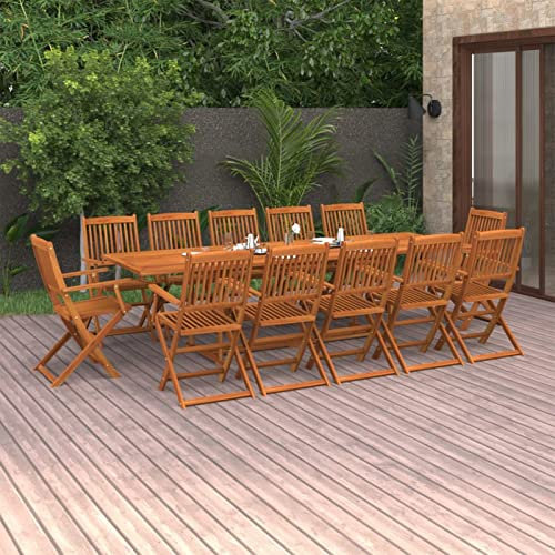 Yolola Sitzgruppe Garten Essgruppe 12 Personen Gartenmöbel Holz Gartenmöbel Set mit 12 Klappstühle Gartenmöbel Essgruppe Gartengarnitur Sitzgarnitur Gartentisch Massivholz Akazie