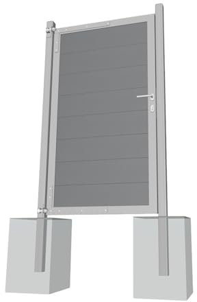 Gartenwelt Riegelsberger Universal Alu-Torrahmen Silber mit WPC-Füllung grau Zubehör für Gartenzaun Zaun WPC Steckzaun Sichtschutzzaun Garten Terrasse