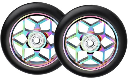 MaxEarn 2 Stück Scooter Ersatzräder 110 mm, Bunt Stunt Scooter Rollen mit ABEC-9 Kugellager, Härtegrad 88A Rollerräder für Stunt- und Kick-scooter Apollo/Cox/Albott/Hudora/Fuzion