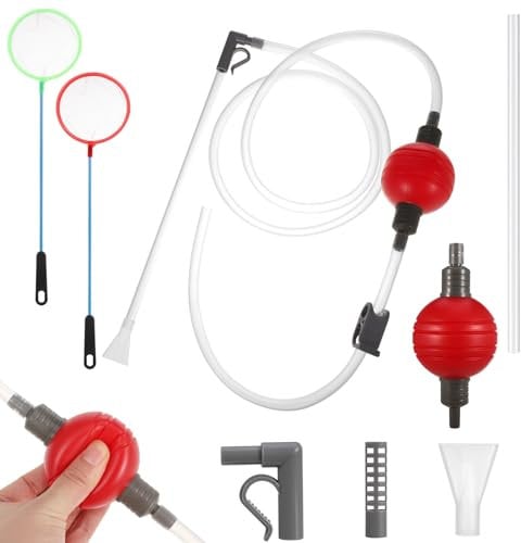 Aquarium Water Changer Kit, Aquarium Gravel Cleaner Fish Tank Aquarium Vacuum Siphon Pump Gravel Cleaner, Fits All Small Tank Sizes, with Long Hose and Coral Feeder Pipettes Dropper Accessories