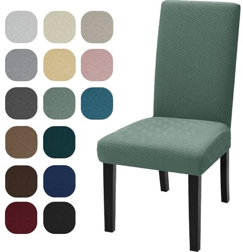 YSTELLAA Stuhlhussen 4er Set, Stuhlhussen Stretch, Sesselüberzug, Universal-Sitzbezug, Waschbar Und Abnehmbar, Dekoration Stuhlbezug Für Haus, Bankett-/Büro-Hochzeitsdekorationen,Bohnengrün