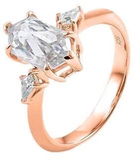 Epinki Ring Rosegold 375 9K, Klassiker Elegant Eheringe mit Moissanit Ovalschliff, Rosegold Au375 Pärchen Ringe Trauringe Damen Echtgold Schmuck, Individuelle Größen