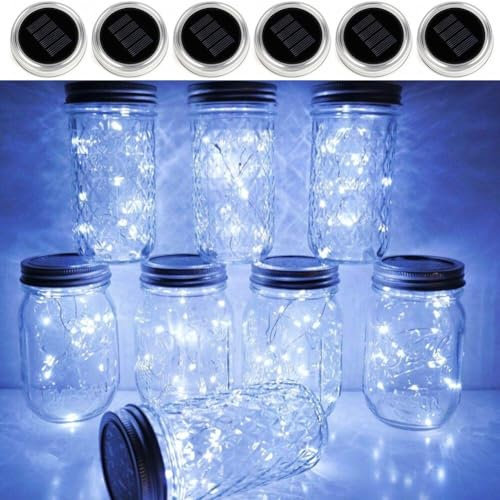 Solar Wine Bottle Lights, 6PCS Led Fairy Lights Canning Jar Solar Lights Garden Rainproof Decorative Lights, For DIY Wedding Party Outdoor(cool white)