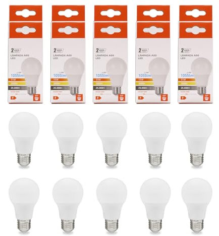 Maxled, Light is Led! 10er LED Lampe E27 A60 11W GlühbirneErsetzt Ersetzt 75 Watt Halogenlampe 3000K Warmweiß Kugel Lampe 1055lm Energiesparlampe Nicht Dimmbar 150° Abstrahlwinkel AC 220-240V