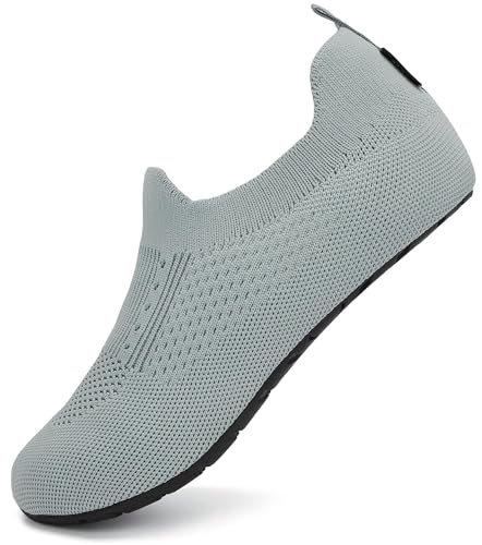 SAGUARO Hausschuhe Damen Herren Rutschfes Atmungsaktiv Pantoffeln Unisex Badeschuhe Schnell Trocknend Wasserschuhe, Esche Grau 38/39