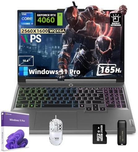Lenovo Ordinateur portable de jeu Legion 5i - 16 WQXGA 165Hz - Intel 24-Core i9-14900HX - GeForce RTX 4060 - Wi-Fi 6E - Clavier rétroéclairé RVB - Accessoires W/Hoouwrd (64 Go de RAM, SSD 4 To)