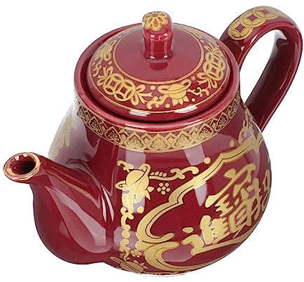 Cabilock Aus Keramik Mini Wasserkocher Teesieb Zusammenklappbarer Wasserkocher Espressokanne Tee-Ei Nachmittagstee Steht Retro- Kung-fu- Rot