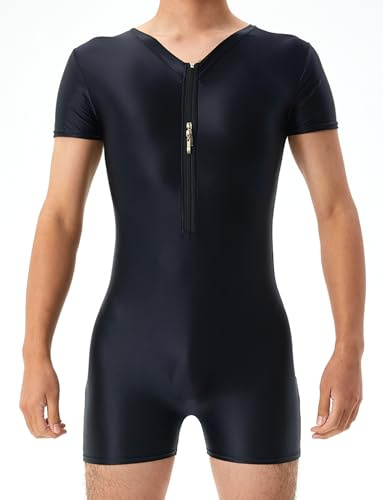 AIEOE Herren Glossy Jumpsuit Elastisch Leicht Overall Eng Galtt Bodysuit M