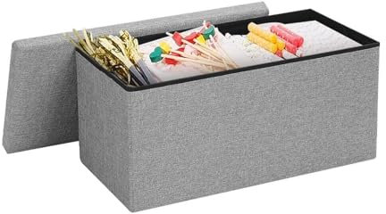 CROWNSHOP Velvet Ottoman Storage Bench Footrest Stool Seat Toy Chest Storage Box Folding with Lid Long Shoes Bench Footstool Suitable for Living Room 76x38x38CM Grey