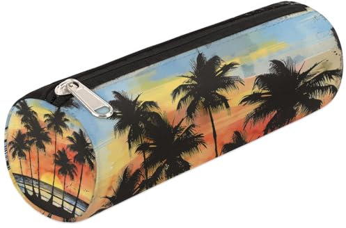 Mexpekil Trousse à crayons avec palmier et coucher de soleil pour filles, garçons, adolescents, femmes