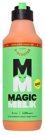 Magic Milk E–Scooter Tyre Sealant – With Innovative Cap for Easy Application – Seals Punctures in Electric Scooter Tyres – CO2 Cartridge Compatible