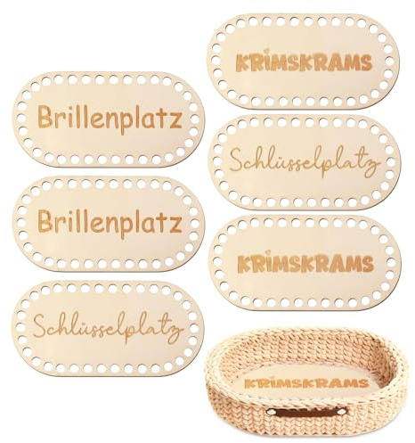 6 Stück Korbboden zum Häkeln, Holzboden für Häkelkorb 20 * 10CM, Ovaler Gehäkelter korbboden, Naturholzkorbboden für DIY Handtasche, Heimdekoration, Basteln-Natürliche Holzfarbe
