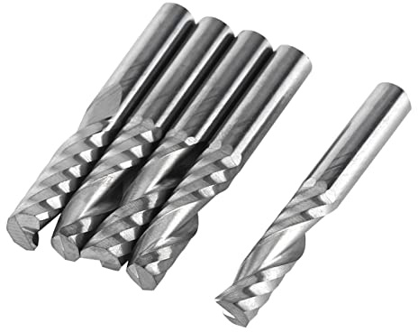 Aramox Schaftfräser-Bits, 5 Stück, 6 Mm Schaft, Einzelnut, Wolframkarbid, CNC-Fräser-Fräser für Holz, Aluminium, Stahl, 6 Mm Schnittlänge 22 für Acryl-PVC-MDF-Leiterplatten