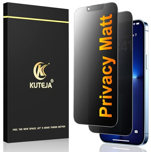 Kuteja Matt Panzerglas Sichtschutz für iPhone 13 Pro Max/14 Plus [2 Stück], 9H Härte Anti Spähen Full Screen Matte Schutzfolie, Anti-Fingerabdruck, Blendschutz Privacy Folie