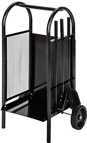 TecTake Chariot à Bois de Chauffage cheminée Panier avec Pelle, Balai et tisonnier