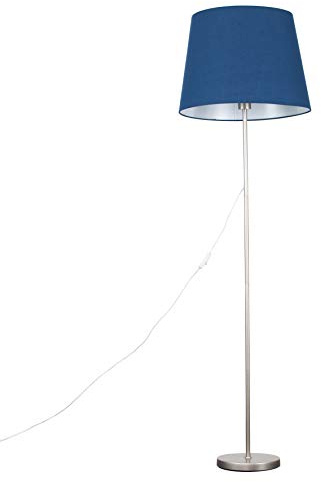 MiniSun | Modern Brushed Chrome Floor Lamp with an Extra Large Navy Tapered Shade | Floor Lamps & Torchieres, Home Décor & Improvement Essential
