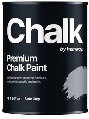 Hemway - Premium Chalk Paint - Slate Grey 1 L | Chalky Matt Shabby Chic Finish for Interior Furniture & Walls | Quick Dry & 1 Coat