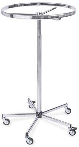 Rundständer, drehbarer Ring Ø 78 cm verchromt, Profi-Ringständer mit Sternfuß rollbar, Drehständer höhenverstellbar von 132-195cm, 80mm Gummirollen, stabiles Stahlrohr, extreme Belastbarkeit
