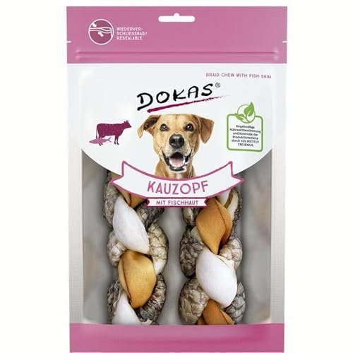 DOKAS Kauzopf mit Fischhaut - Der besondere Hundesnack - perfekt für zwischendurch oder zur Belohnung - 1x120g