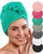 LAYNENBURG Premium Haarturban mit Knopf aus 100% Baumwolle - Haar-Handtuch inkl. 4 Haargummis - für Kurze und Lange Haare – Turban Handtuch ist schnelltrocknend und saugstark (türkis)