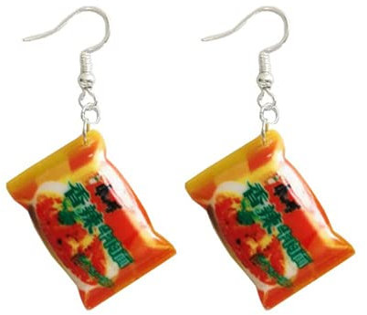 XIGAWAY Lustige kleine Simulation Instant-Nudel Chili Food Drop Ohrringe Modeschmuck, Kunststoff,